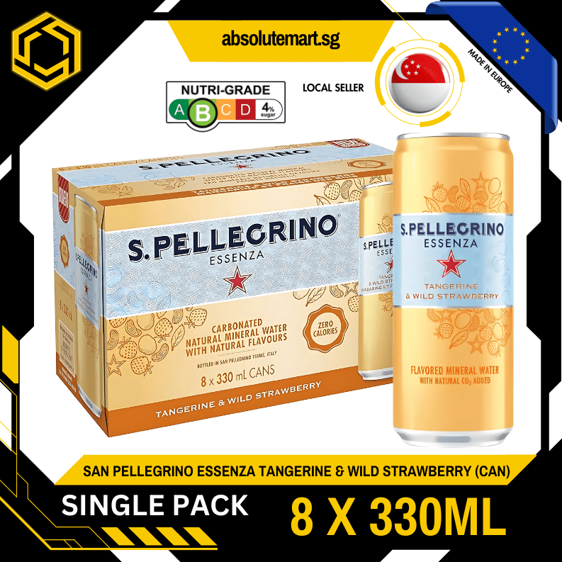 [SINGLE PACK] SAN PELLEGRINO Essenza Tangerine & Wild Strawberry 330ML X 8 (CAN) - ABSOLUTE MART[SINGLE PACK] SAN PELLEGRINO Essenza Tangerine & Wild Strawberry 330ML X 8 (CAN)