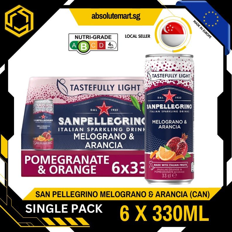 [SINGLE PACK] SAN PELLEGRINO Melograno & Arancia Tastefully Light Sparkling Beverage 330ML X 6 (CAN) - ABSOLUTE MART[SINGLE PACK] SAN PELLEGRINO Melograno & Arancia Tastefully Light Sparkling Beverage 330ML X 6 (CAN)