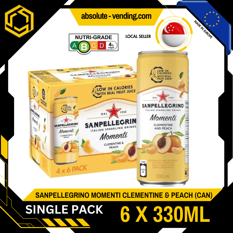 [SINGLE PACK] SAN PELLEGRINO MOMENTI CLEMENTINE & PEACH 330ML X 6 (CAN) - ABSOLUTE MART[SINGLE PACK] SAN PELLEGRINO MOMENTI CLEMENTINE & PEACH 330ML X 6 (CAN)