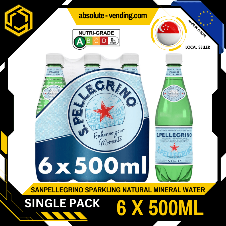 [SINGLE PACK] SAN PELLEGRINO Natural Sparkling Mineral Water 500ML X 6 (BOTTLE) - ABSOLUTE MART[SINGLE PACK] SAN PELLEGRINO Natural Sparkling Mineral Water 500ML X 6 (BOTTLE)