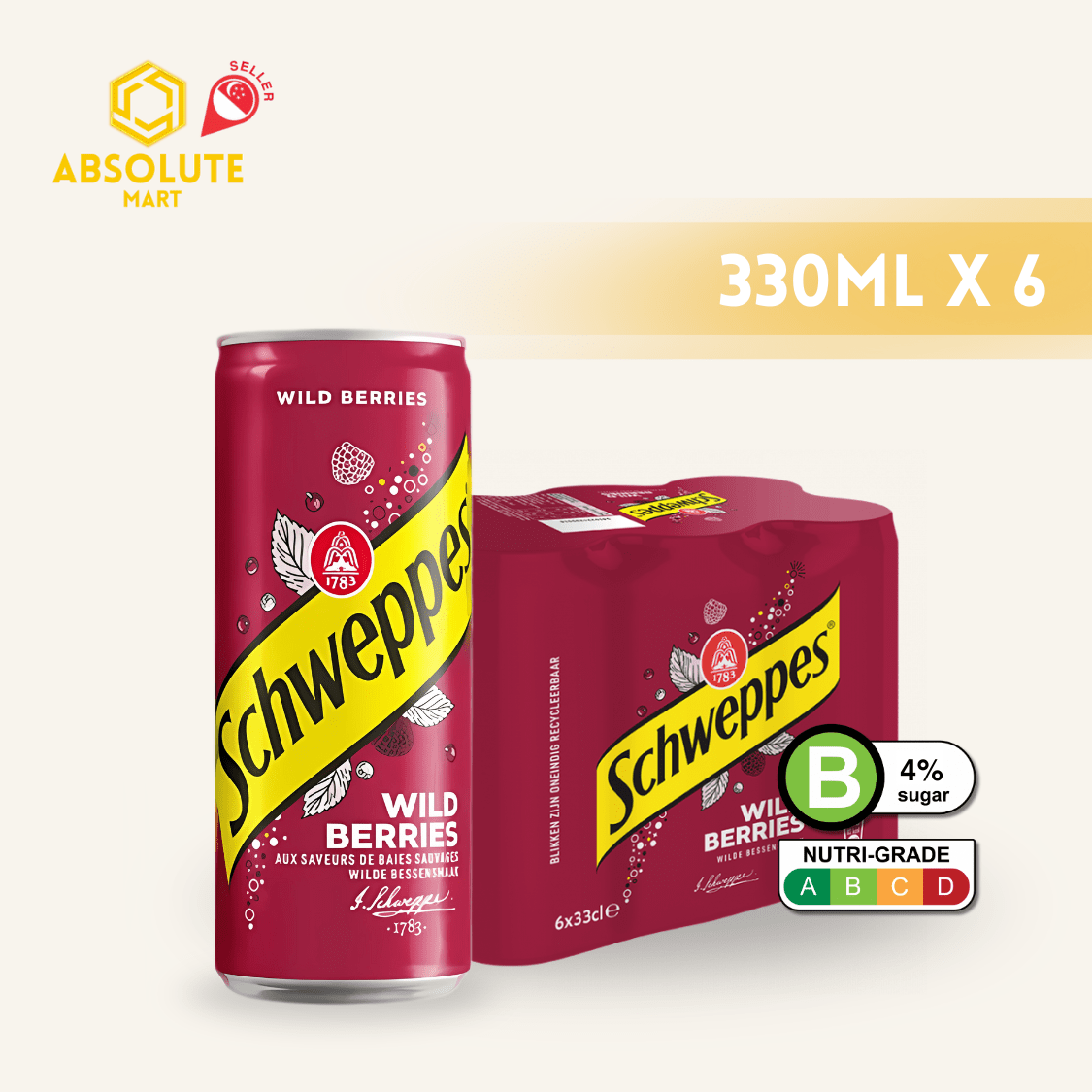 [SINGLE PACK] SCHWEPPES Wild Berries 330ML X 6 (CAN) - ABSOLUTE MART[SINGLE PACK] SCHWEPPES Wild Berries 330ML X 6 (CAN)Cola & Classic Sodas