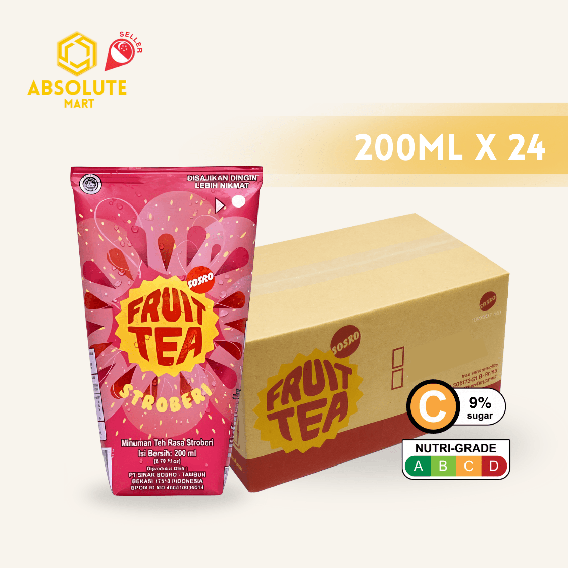 SOSRO Slushy Strawberry Fruit Tea 200ML X 24 (TETRA) - ABSOLUTE MARTSOSRO Slushy Strawberry Fruit Tea 200ML X 24 (TETRA)Flavoured & Milk Tea