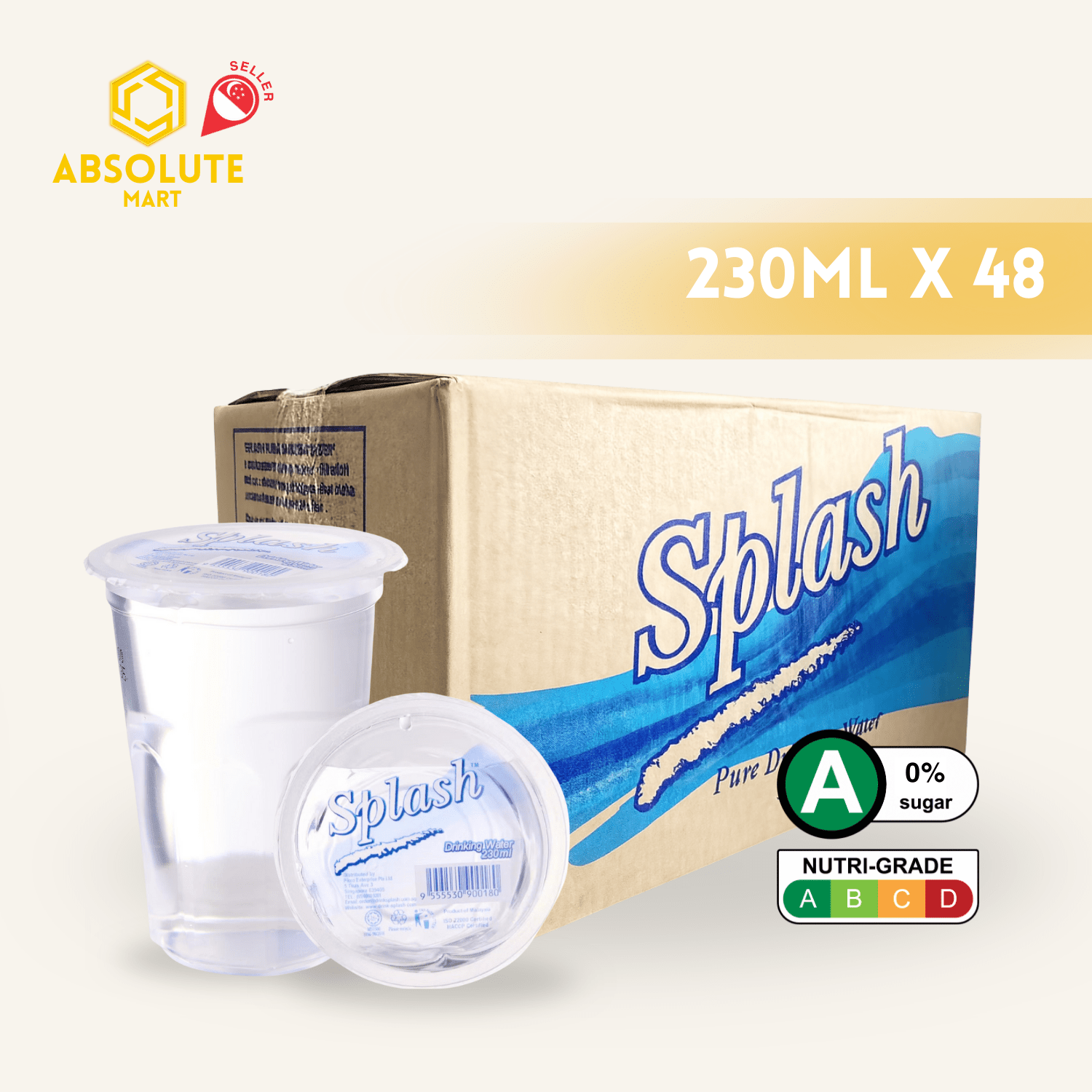SPLASH Pure Drinking Water 230ML X 48 (CUP with STRAW) - ABSOLUTE MARTSPLASH Pure Drinking Water 230ML X 48 (CUP with STRAW)Still Water