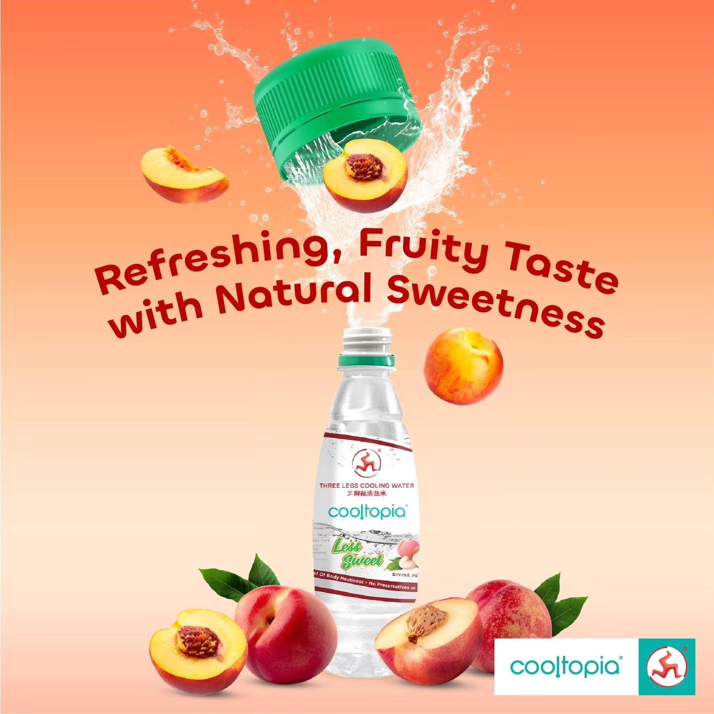 THREE LEGS PEACH Cooling Water 320ML X 24 BOTTLES - ABSOLUTE MARTTHREE LEGS PEACH Cooling Water 320ML X 24 BOTTLES