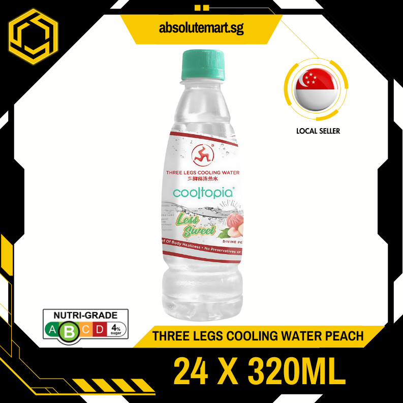 THREE LEGS PEACH Cooling Water 320ML X 24 BOTTLES - ABSOLUTE MARTTHREE LEGS PEACH Cooling Water 320ML X 24 BOTTLES
