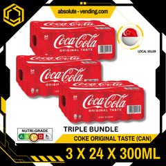 [TRIPLE BUNDLE] COKE Original Taste 320ML X 24 X 3 (CAN) - ABSOLUTE MART[TRIPLE BUNDLE] COKE Original Taste 320ML X 24 X 3 (CAN)