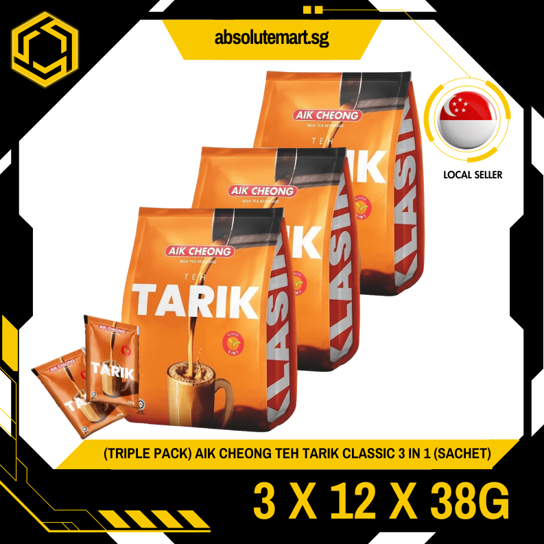 [TRIPLE PACK] AIK CHEONG Teh Tarik Classic 3 - IN - 1 3 X 12 X 38G (SACHET) - ABSOLUTE MART[TRIPLE PACK] AIK CHEONG Teh Tarik Classic 3 - IN - 1 3 X 12 X 38G (SACHET)
