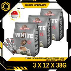 [TRIPLE PACK] AIK CHEONG White Coffee 3 - IN - 1 Less Sweet 3 X 12 X 38G (SACHET) - ABSOLUTE MART[TRIPLE PACK] AIK CHEONG White Coffee 3 - IN - 1 Less Sweet 3 X 12 X 38G (SACHET)
