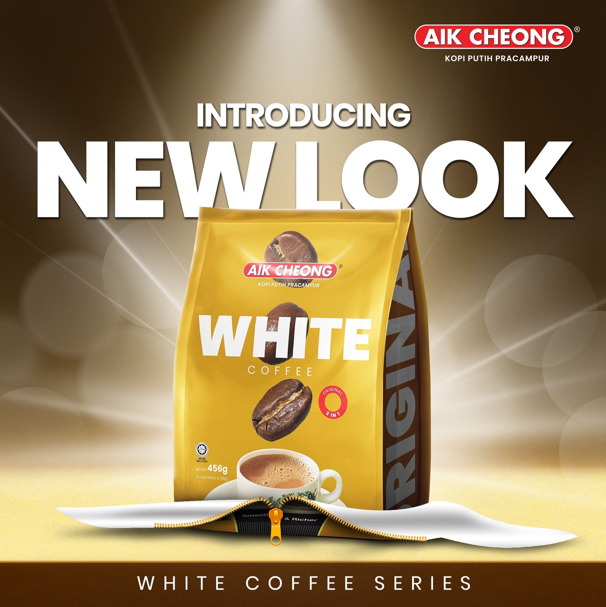 [TRIPLE PACK] AIK CHEONG White Coffee 3 - IN - 1 Original 3 X 12 X 38G (SACHET) - ABSOLUTE MART[TRIPLE PACK] AIK CHEONG White Coffee 3 - IN - 1 Original 3 X 12 X 38G (SACHET)