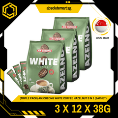 [TRIPLE PACK] AIK CHEONG White Coffee 4 - IN - 1 Hazelnut 3 X 12 X 38G (SACHET) - ABSOLUTE MART[TRIPLE PACK] AIK CHEONG White Coffee 4 - IN - 1 Hazelnut 3 X 12 X 38G (SACHET)