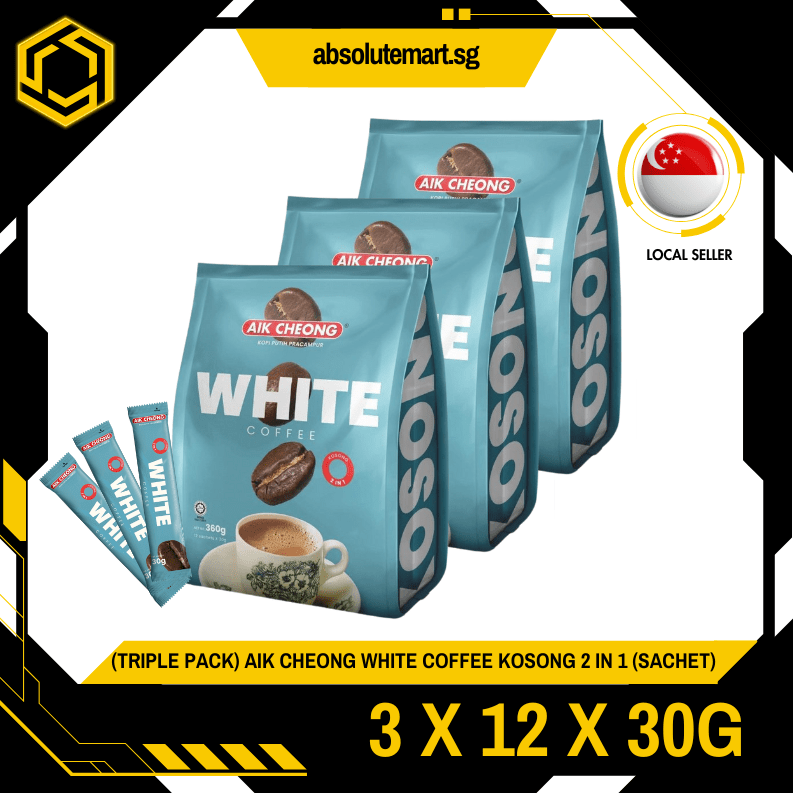 [TRIPLE PACK] AIK CHEONG White Coffee Kosong 2 - IN - 1 No Sugar 3 X 12 X 30G (SACHET) - ABSOLUTE MART[TRIPLE PACK] AIK CHEONG White Coffee Kosong 2 - IN - 1 No Sugar 3 X 12 X 30G (SACHET)