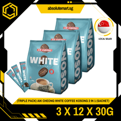 [TRIPLE PACK] AIK CHEONG White Coffee Kosong 2 - IN - 1 No Sugar 3 X 12 X 30G (SACHET) - ABSOLUTE MART[TRIPLE PACK] AIK CHEONG White Coffee Kosong 2 - IN - 1 No Sugar 3 X 12 X 30G (SACHET)
