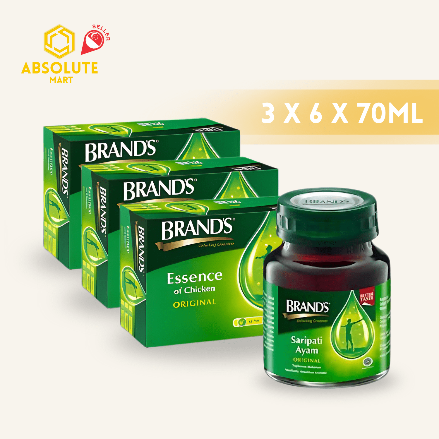 [TRIPLE PACK] BRAND'S Essence of Chicken Original 70ML X 18 (BOTTLE) - ABSOLUTE MART[TRIPLE PACK] BRAND'S Essence of Chicken Original 70ML X 18 (BOTTLE)Brands Essence