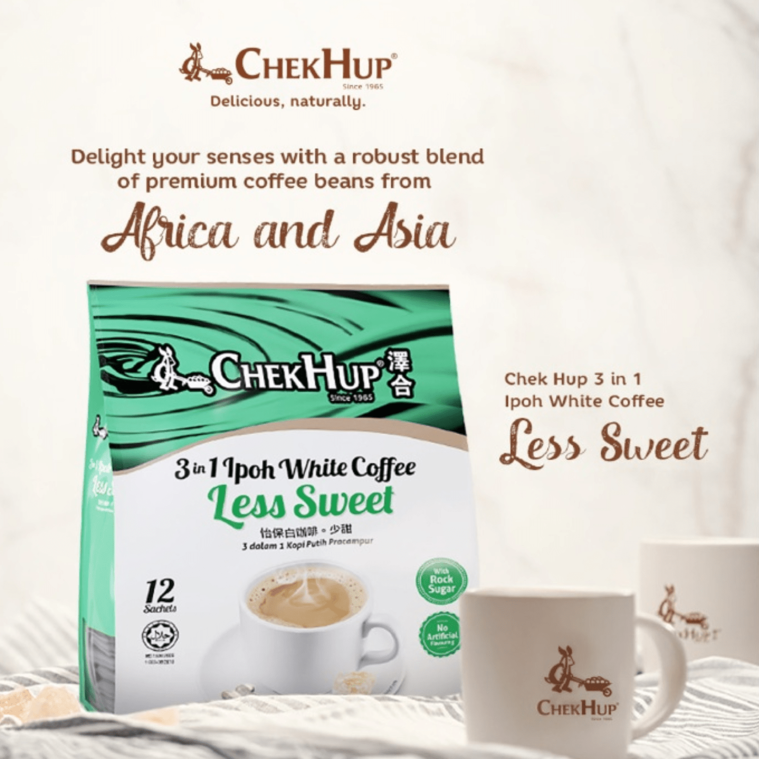 [TRIPLE PACK] CHEK HUP Ipoh White Coffee Less Sweet 3 - IN - 1 3 X 12 X 40G (SACHET) - ABSOLUTE MART[TRIPLE PACK] CHEK HUP Ipoh White Coffee Less Sweet 3 - IN - 1 3 X 12 X 40G (SACHET)Instant Coffees & Coffee Granules