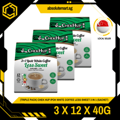 [TRIPLE PACK] CHEK HUP Ipoh White Coffee Less Sweet 3 - IN - 1 3 X 12 X 40G (SACHET) - ABSOLUTE MART[TRIPLE PACK] CHEK HUP Ipoh White Coffee Less Sweet 3 - IN - 1 3 X 12 X 40G (SACHET)