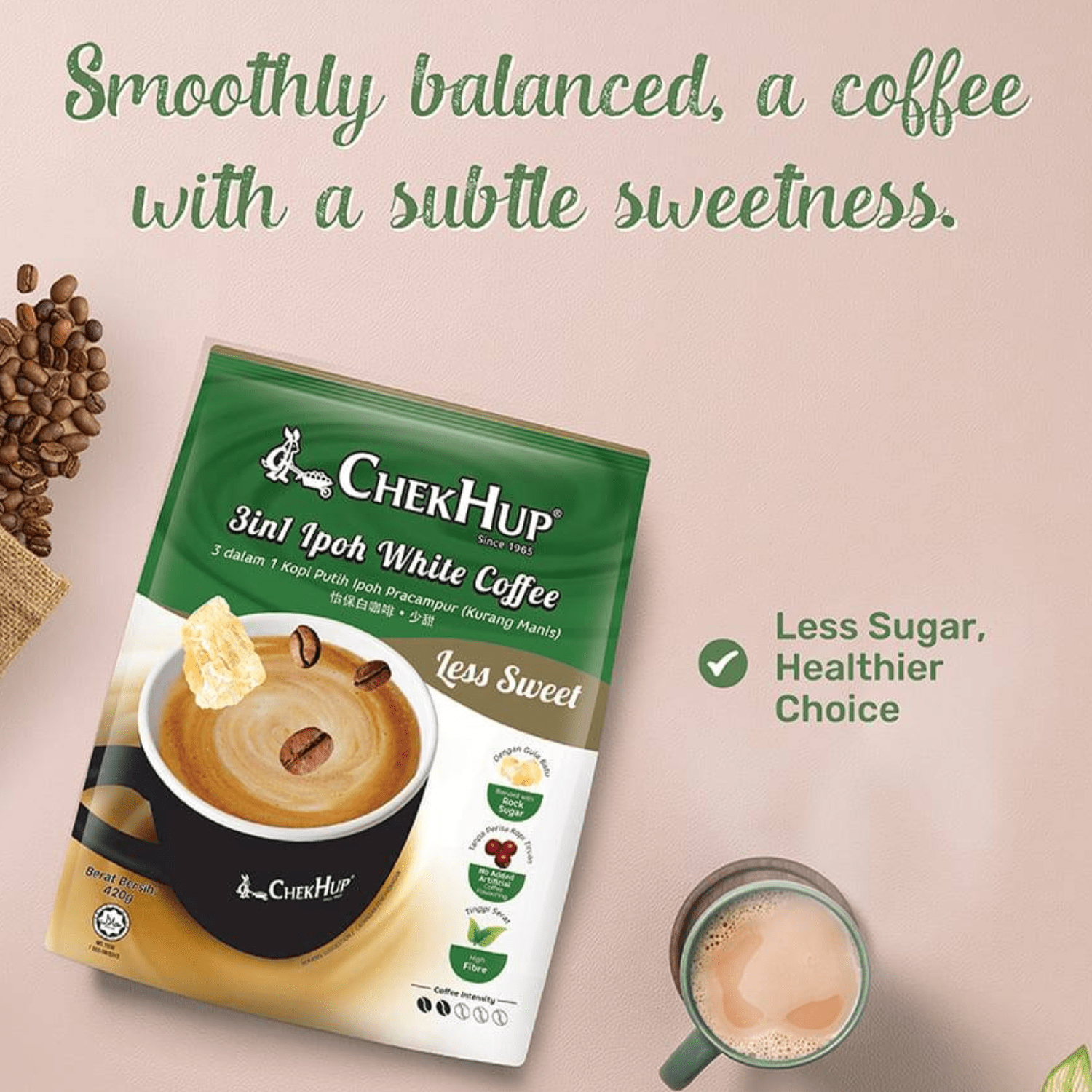 [TRIPLE PACK] CHEK HUP Ipoh White Coffee Less Sweet 3 - IN - 1 3 X 12 X 40G (SACHET) - ABSOLUTE MART[TRIPLE PACK] CHEK HUP Ipoh White Coffee Less Sweet 3 - IN - 1 3 X 12 X 40G (SACHET)Instant Coffees & Coffee Granules