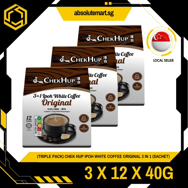 [TRIPLE PACK] CHEK HUP Ipoh White Coffee Original 3 - IN - 1 3 X 12 X 40G (SACHET) - ABSOLUTE MART[TRIPLE PACK] CHEK HUP Ipoh White Coffee Original 3 - IN - 1 3 X 12 X 40G (SACHET)
