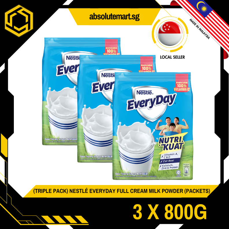 [TRIPLE PACK] EVERYDAY Full Cream Milk Powder Refill Pack 800G X 3 (PACKETS) - ABSOLUTE MART[TRIPLE PACK] EVERYDAY Full Cream Milk Powder Refill Pack 800G X 3 (PACKETS)