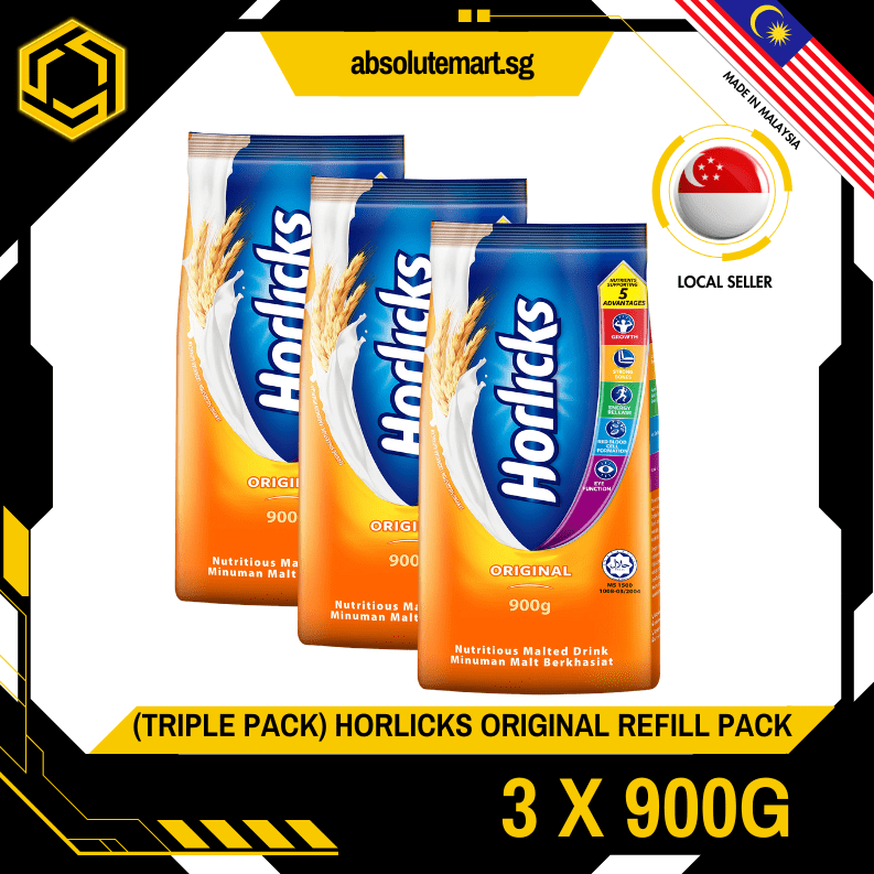 [TRIPLE PACK] HORLICKS Original Refill Pack 900G X 3 (PACKETS) - ABSOLUTE MART[TRIPLE PACK] HORLICKS Original Refill Pack 900G X 3 (PACKETS)