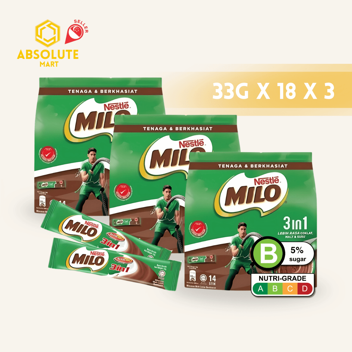 [TRIPLE PACK] MILO 3 IN 1 ACTIV GO 3 PACKS X 14 STICKS X 33G - ABSOLUTE MART[TRIPLE PACK] MILO 3 IN 1 ACTIV GO 3 PACKS X 14 STICKS X 33GMalt Drinks