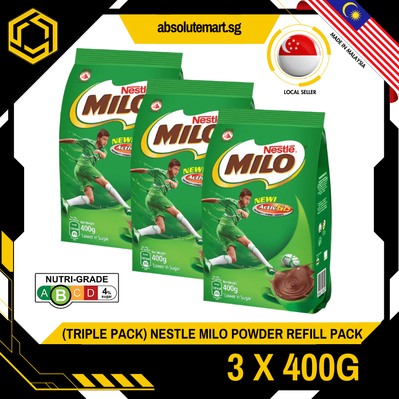 [TRIPLE PACK] NESTLE Milo Powder Refill 400G X 3 (PACKETS) - ABSOLUTE MART[TRIPLE PACK] NESTLE Milo Powder Refill 400G X 3 (PACKETS)