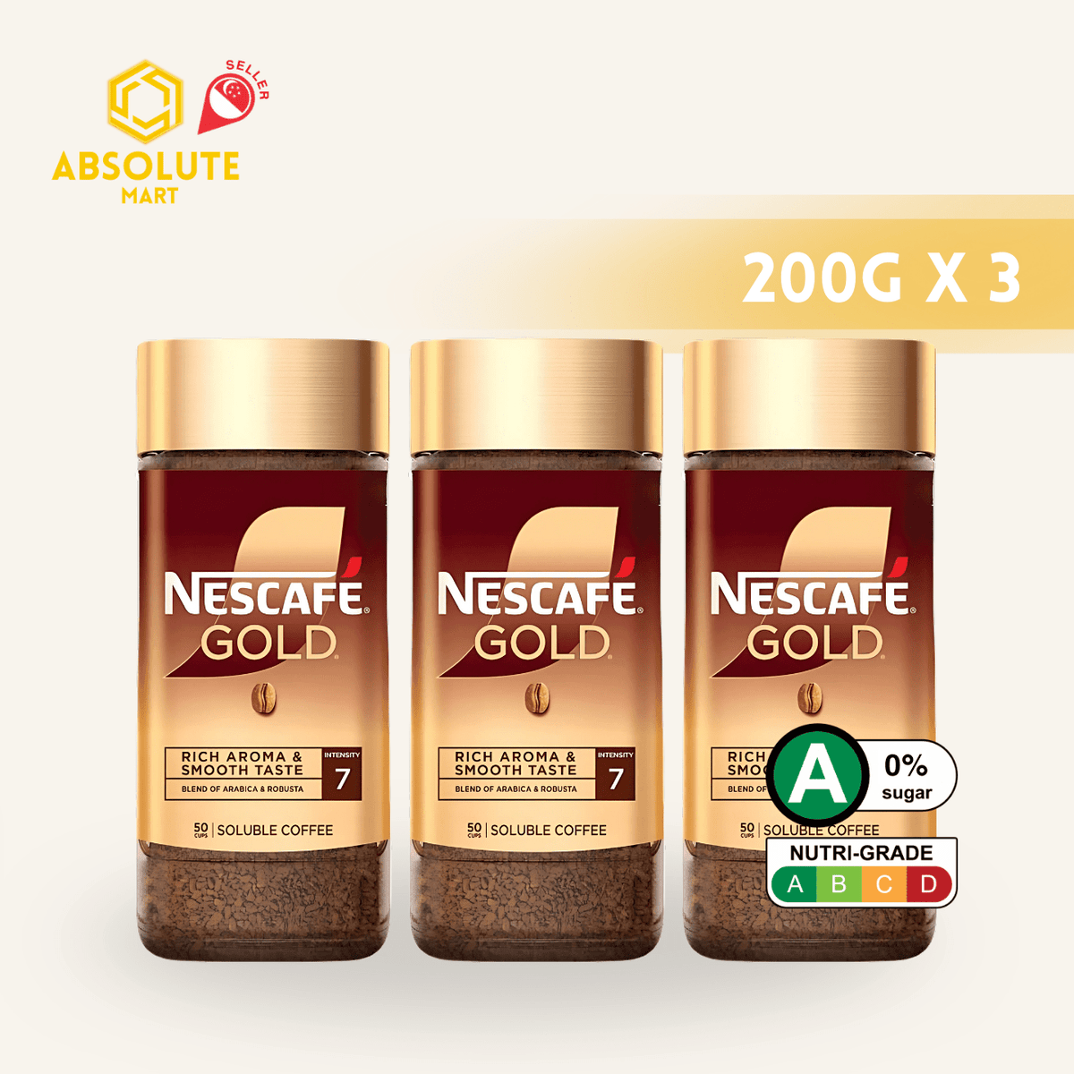 [TRIPLE PACK] NESTLE Nescafe Gold 200G X 3 (GLASS) - ABSOLUTE MART[TRIPLE PACK] NESTLE Nescafe Gold 200G X 3 (GLASS)Instant Coffees & Coffee Granules