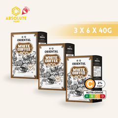 [TRIPLE PACK] ORIENTAL White Coffee Charcoal Roasted 40G X 6S X 3 (SACHET) - ABSOLUTE MART[TRIPLE PACK] ORIENTAL White Coffee Charcoal Roasted 40G X 6S X 3 (SACHET)Instant Coffees & Coffee Granules