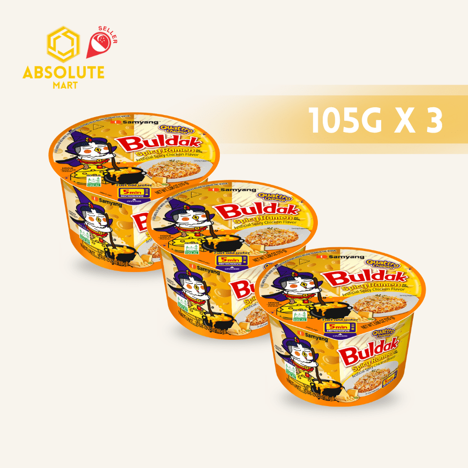 [TRIPLE PACK] SAMYANG Hot Quattro Cheese Chicken Ramen 105G X 3 (BOWL) - ABSOLUTE MART[TRIPLE PACK] SAMYANG Hot Quattro Cheese Chicken Ramen 105G X 3 (BOWL)Instant Noodles