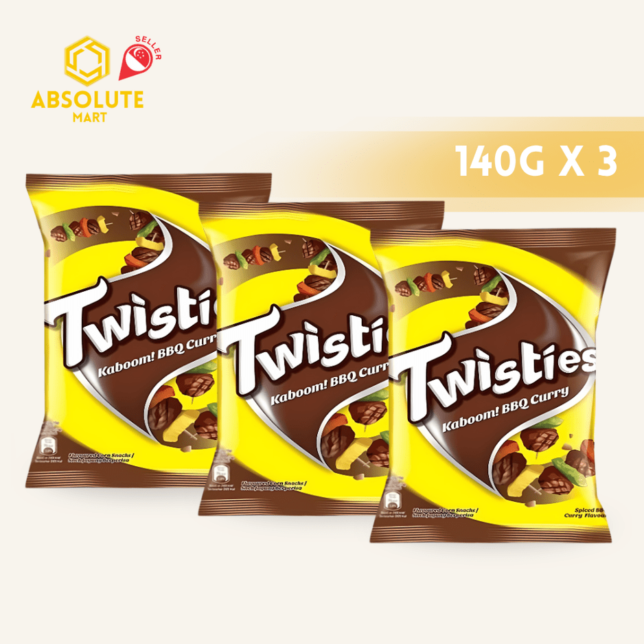 [TRIPLE PACK] TWISTIES BBQ Curry 140G X 3 (PACKETS) - ABSOLUTE MART[TRIPLE PACK] TWISTIES BBQ Curry 140G X 3 (PACKETS)Corn Chips