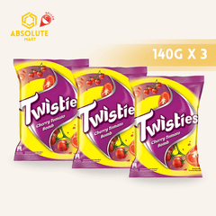 [TRIPLE PACK] TWISTIES Cherry Tomato 140G X 3 (PACKETS) - ABSOLUTE MART[TRIPLE PACK] TWISTIES Cherry Tomato 140G X 3 (PACKETS)Corn Chips