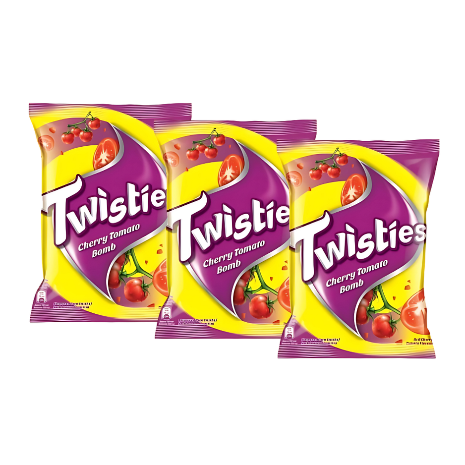 [TRIPLE PACK] TWISTIES Cherry Tomato 140G X 3 (PACKETS) - ABSOLUTE MART[TRIPLE PACK] TWISTIES Cherry Tomato 140G X 3 (PACKETS)Corn Chips