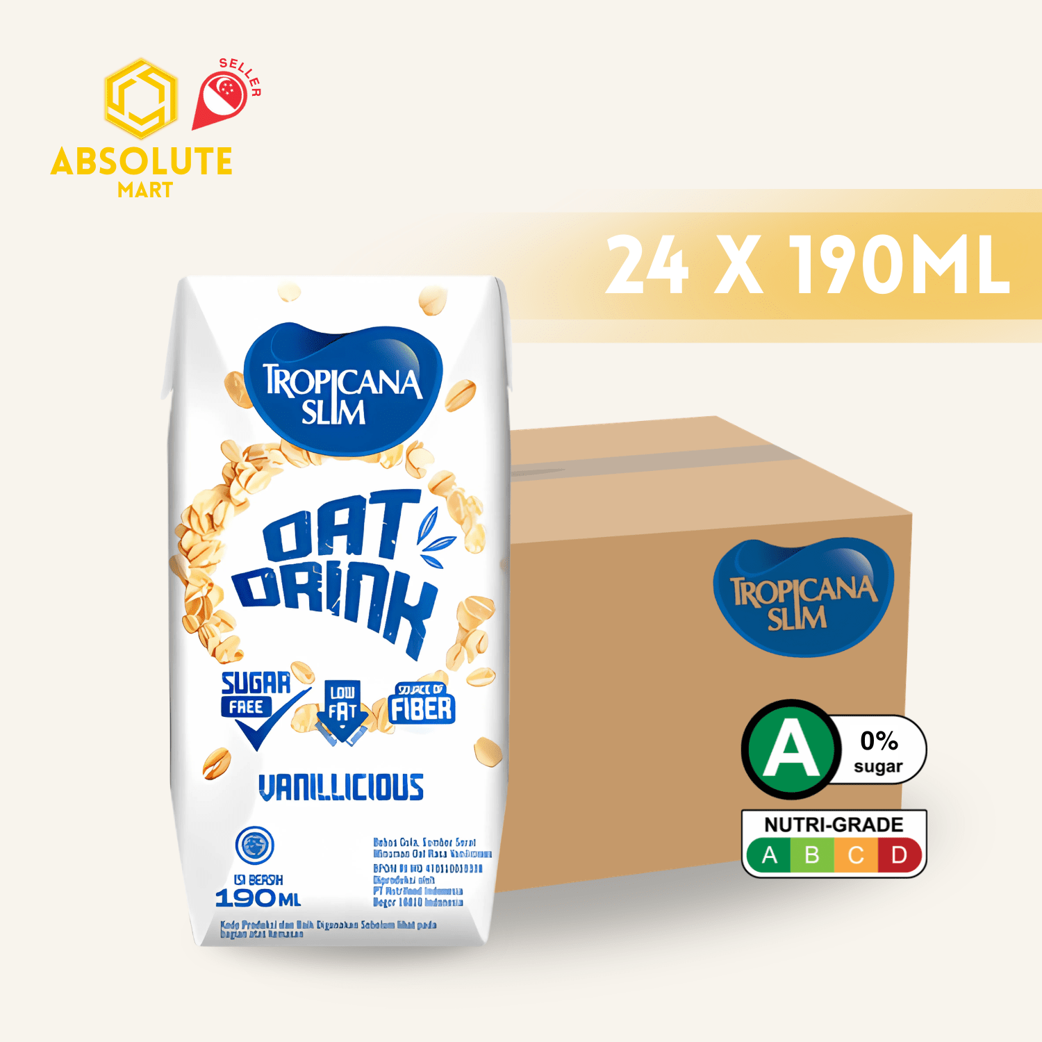TROPICANA SLIM Oat Vanilla 190ML X 24 (TETRA) - ABSOLUTE MARTTROPICANA SLIM Oat Vanilla 190ML X 24 (TETRA)Dairy Milk