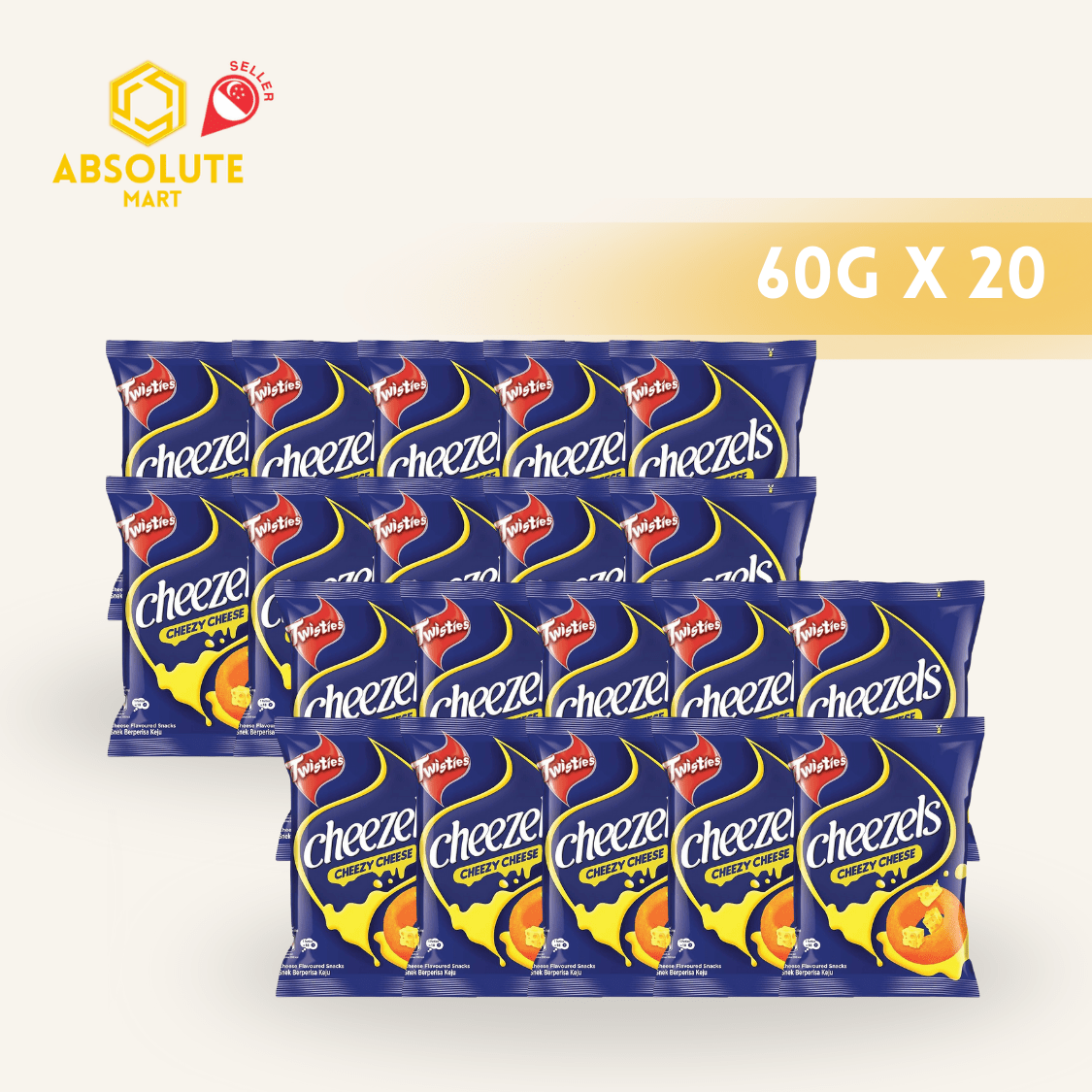 [TWIN BUNDLE] CHEEZELS Original 2 X 10 X 60G (PACKETS) - ABSOLUTE MART[TWIN BUNDLE] CHEEZELS Original 2 X 10 X 60G (PACKETS)Puffed Snacks