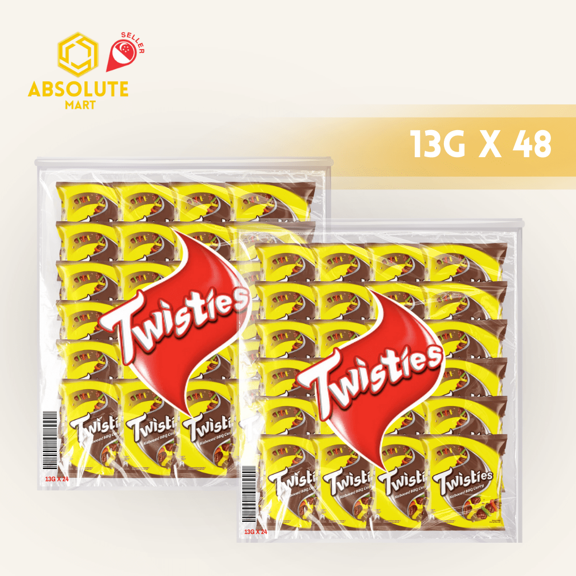 [TWIN BUNDLE] TWISTIES BBQ CURRY 13G X 24 X 2 (PACKETS) - ABSOLUTE MART[TWIN BUNDLE] TWISTIES BBQ CURRY 13G X 24 X 2 (PACKETS)Corn Chips