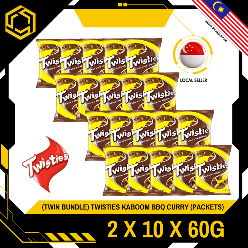 [TWIN BUNDLE] TWISTIES BBQ Curry 60G X 10 X 2 (PACKETS) - ABSOLUTE MART[TWIN BUNDLE] TWISTIES BBQ Curry 60G X 10 X 2 (PACKETS)