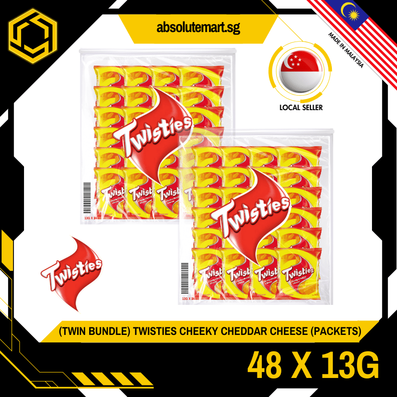 [TWIN BUNDLE] TWISTIES Cheddar Cheese 13G X 24 X 2 (PACKETS) - ABSOLUTE MART[TWIN BUNDLE] TWISTIES Cheddar Cheese 13G X 24 X 2 (PACKETS)
