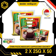 [TWIN PACK] INDOCAFE Cappuccino 2 Pack X 50 X 25G (SACHET) - ABSOLUTE MART[TWIN PACK] INDOCAFE Cappuccino 2 Pack X 50 X 25G (SACHET)