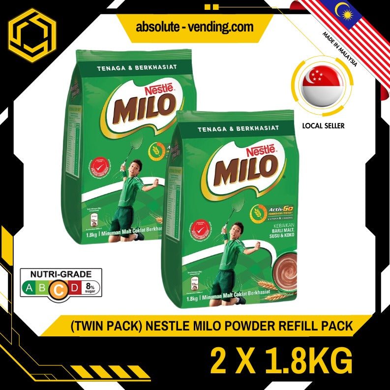 [TWIN PACK] NESTLE MILO Powder Refill Pack 1.8KG X 2 (PACKETS) - ABSOLUTE MART[TWIN PACK] NESTLE MILO Powder Refill Pack 1.8KG X 2 (PACKETS)