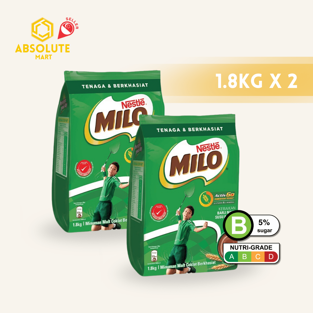 [TWIN PACK] NESTLE MILO Powder Refill Pack 1.8KG X 2 (PACKETS) - ABSOLUTE MART[TWIN PACK] NESTLE MILO Powder Refill Pack 1.8KG X 2 (PACKETS)Malt Drinks