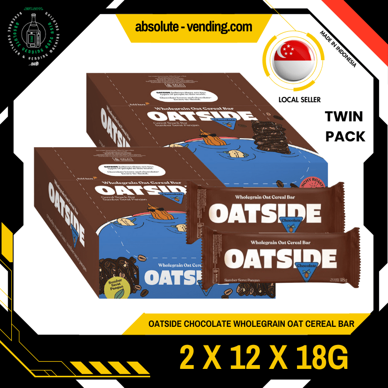 [TWIN PACK] OATSIDE Chocolate Wholegrain Oat Cereal Bar 2 Pack X 12 X 18G - ABSOLUTE MART[TWIN PACK] OATSIDE Chocolate Wholegrain Oat Cereal Bar 2 Pack X 12 X 18G