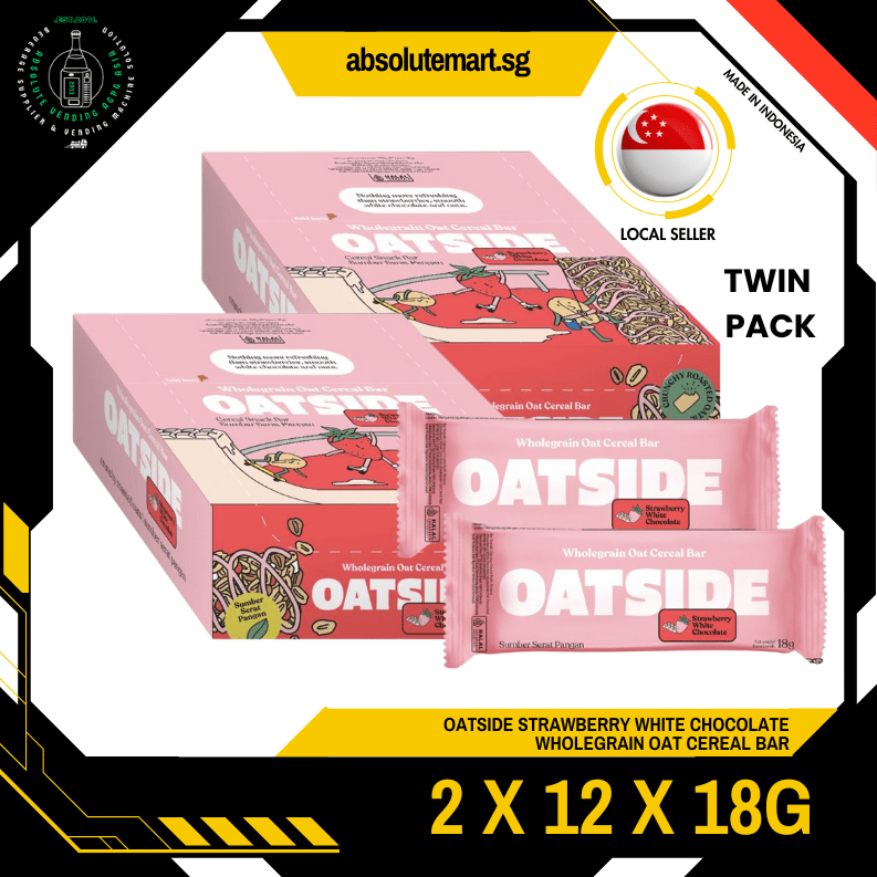 [TWIN PACK] OATSIDE Strawberry Wholegrain Cereal Bar 2 Pack X 12 X 18G - ABSOLUTE MART[TWIN PACK] OATSIDE Strawberry Wholegrain Cereal Bar 2 Pack X 12 X 18G