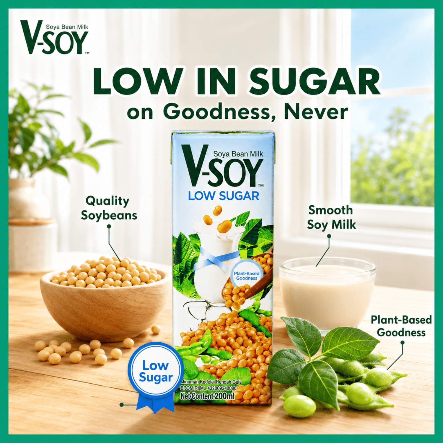 V-SOY Milk Low Sugar 200ML X 48 (TETRA) - ABSOLUTE MARTV-SOY Milk Low Sugar 200ML X 48 (TETRA)Soy & Almond Milk