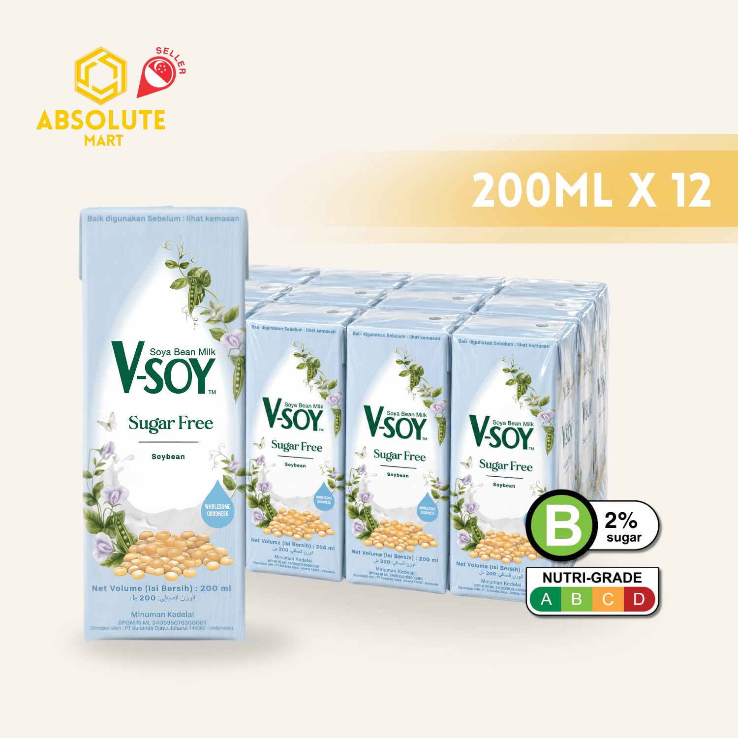 V-SOY Milk Sugar-Free 200ML X 12 (TETRA) - ABSOLUTE MARTV-SOY Milk Sugar-Free 200ML X 12 (TETRA)Soy & Almond Milk