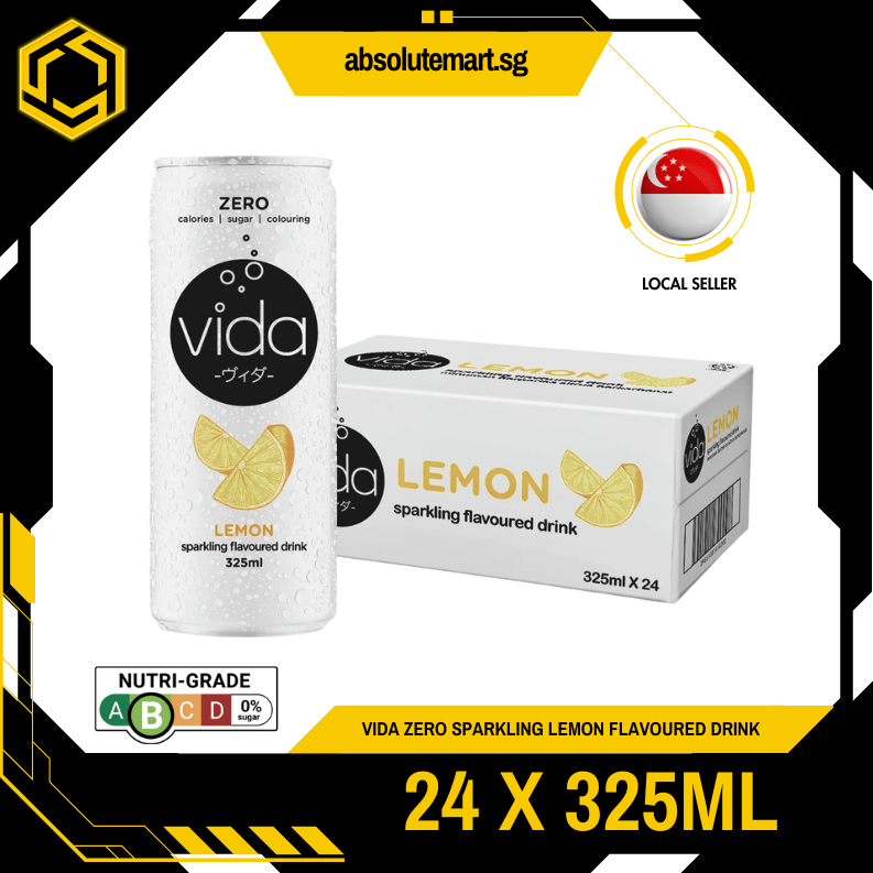 VIDA Zero Sparkling Lemon 325ML X 24 (CAN) - ABSOLUTE MARTVIDA Zero Sparkling Lemon 325ML X 24 (CAN)