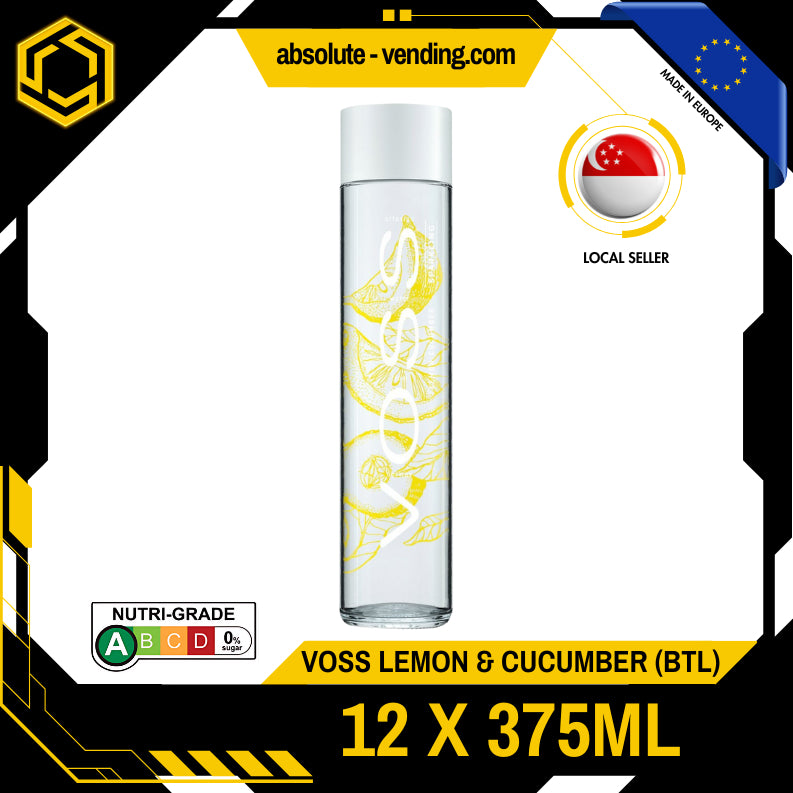 VOSS Cucumber & Lemon Natural Sparkling Water SUGAR FREE 375ML X 12 (GLASS)